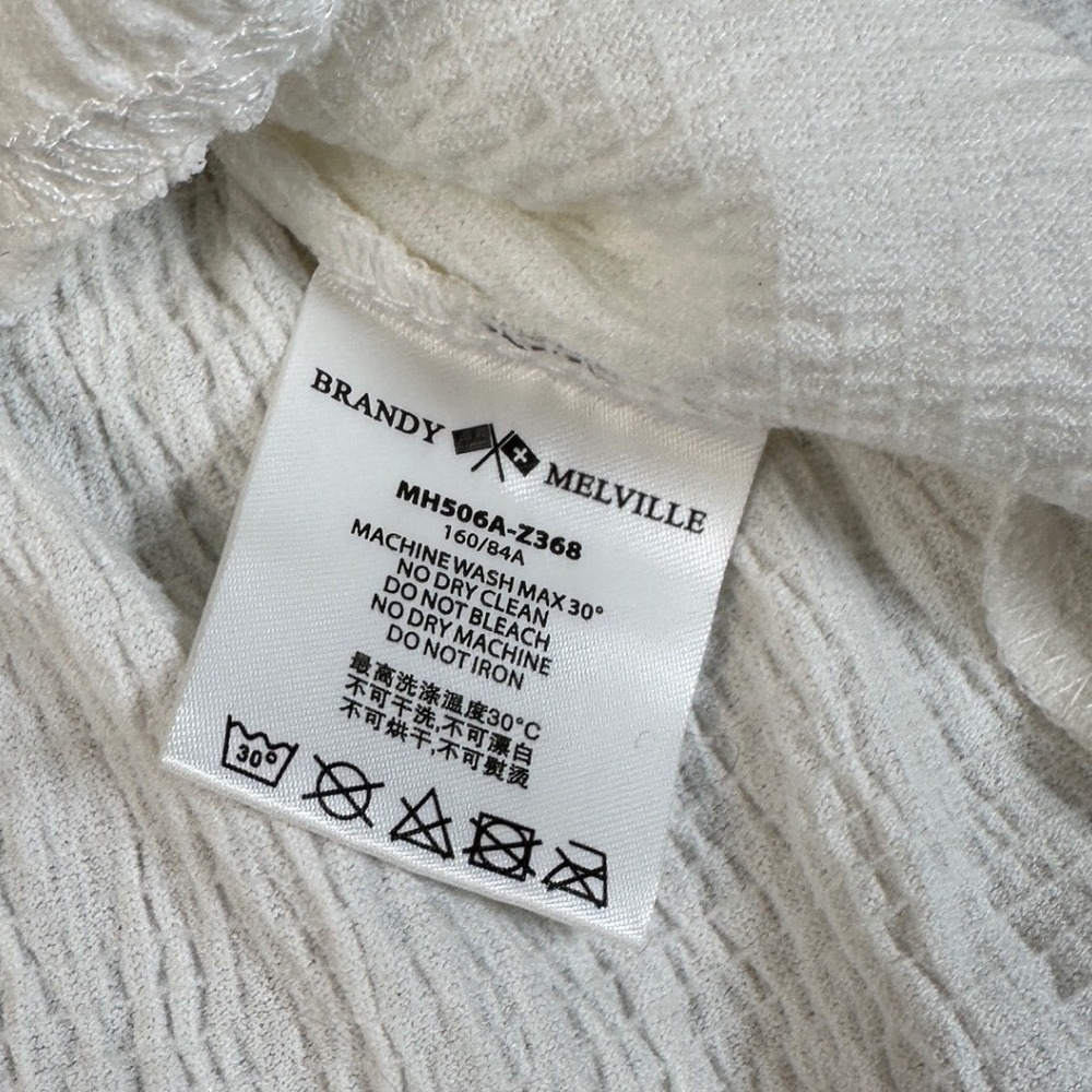 Brandy Melville Coquette White Crinkle Ruffle Tie Front Tank Top One Size - Picture 5 of 10
